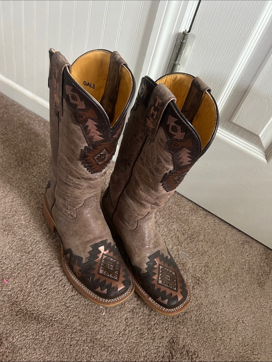 Tin Haul Shoes - Tin Haul Brown Western Aztec Embroidered Heeled Boots